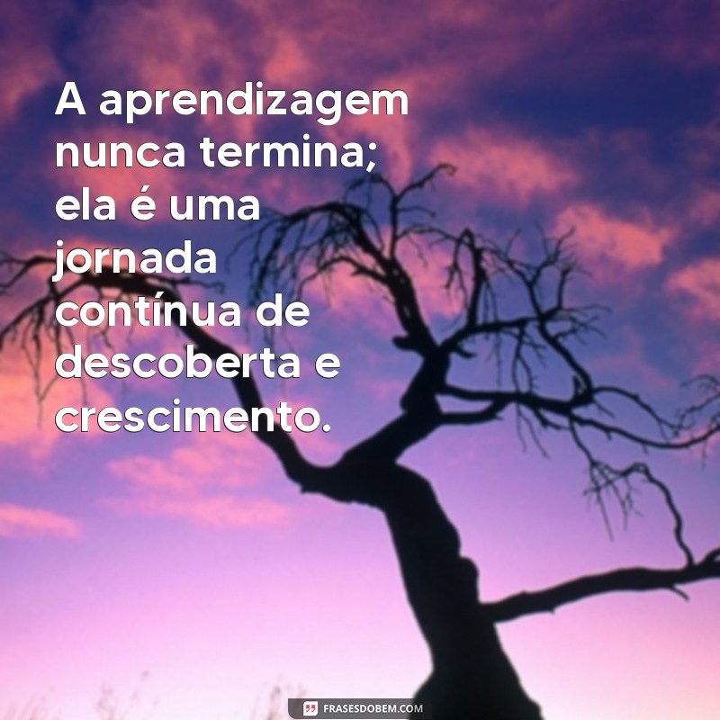 mensagem sobre aprendizagem A aprendizagem nunca termina; ela é uma jornada contínua de descoberta e crescimento.