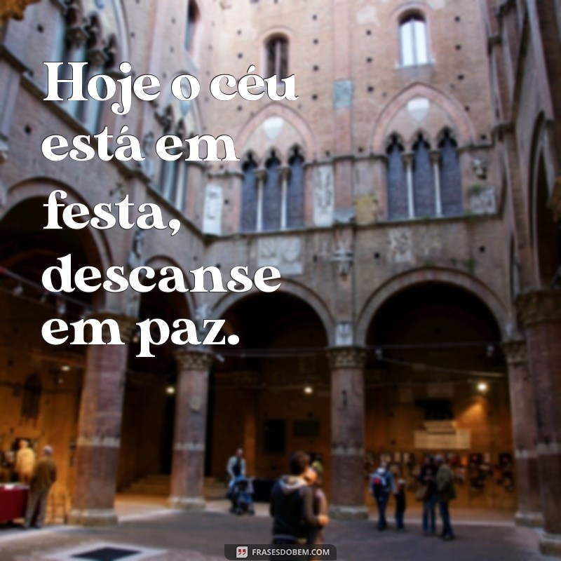 hoje o céu está em festa descanse em paz Hoje o céu está em festa, descanse em paz.