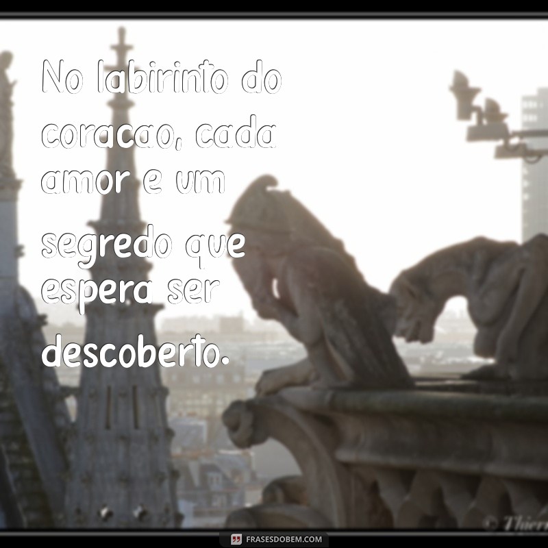 frases enigmática de amor No labirinto do coração, cada amor é um segredo que espera ser descoberto.